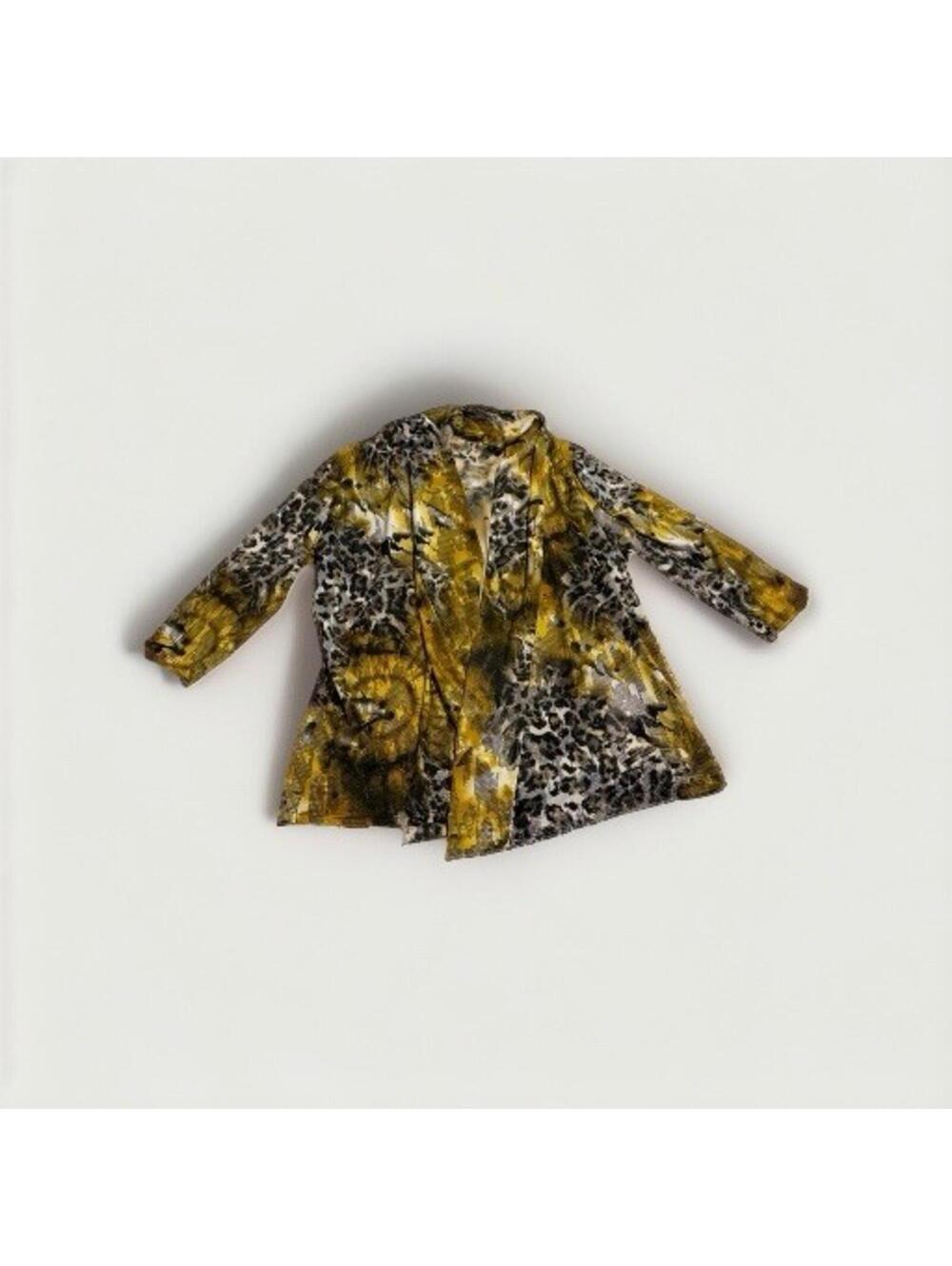 Peter Nygard Yellow and Black Animal Print Cardigan Size Large